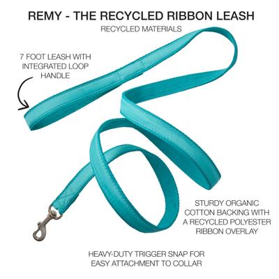 Show full view: Pet Passion Remy Recycled Ribbon Dog Leash, 7-ft long, 1-in wide, Turquoise slide 2 of 5