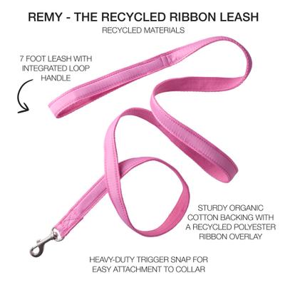 Show full view: Pet Passion Remy Recycled Ribbon Dog Leash, 7-ft long, 1-in wide, Hot Pink slide 2 of 5