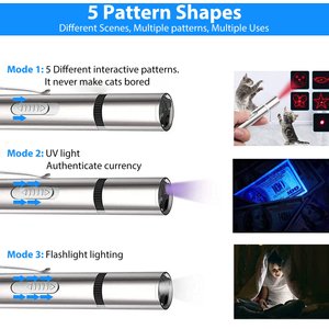 Luckylala Rechargeable Laser Pointer Cat Interactive Cat Toy, Silver