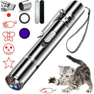 Luckylala Rechargeable Laser Pointer Cat Interactive Cat Toy, Silver