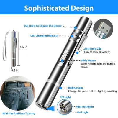 Show full view: Luckylala Rechargeable Laser Pointer Cat Interactive Cat Toy, Silver slide 5 of 8