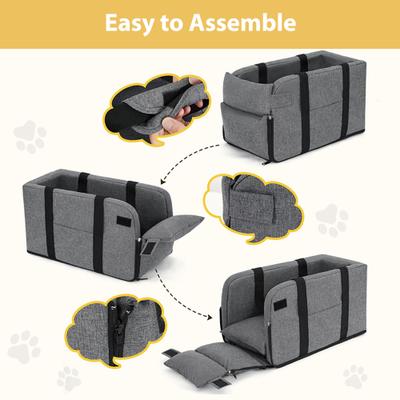 Show full view: Lucky Paworld Center Console Dog Car Seat, Grey slide 7 of 9