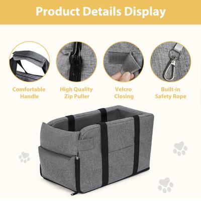 Show full view: Lucky Paworld Center Console Dog Car Seat, Grey slide 4 of 9