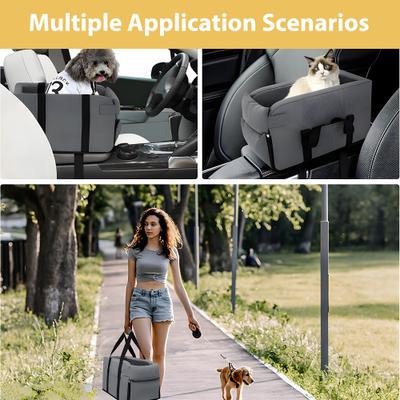 Show full view: Lucky Paworld Center Console Dog Car Seat, Grey slide 2 of 9