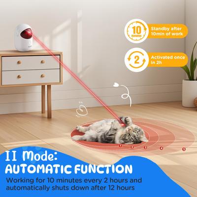 Show full view: Luckylala Automatic Rechargeable Interactive Alien Laser Cat Toy with 3 Speed Modes, White slide 5 of 9