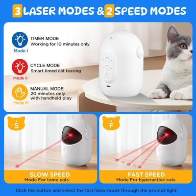 Show full view: Luckylala Automatic Rechargeable Interactive Alien Laser Cat Toy with 3 Speed Modes, White slide 4 of 9