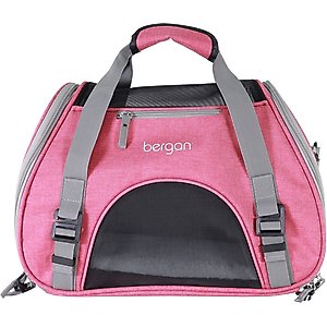 Bergan Comfort Airline-Approved Dog & Cat Carrier Bag, Berry Pink/Grey, Small