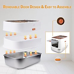 allforpaws Go Fresh Top & Front Entry Stainless Steel Hooded Cat Litter Box, Sand slide 2 of 8