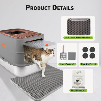 Show full view: allforpaws Go Fresh Top & Front Entry Stainless Steel Hooded Cat Litter Box, Grey slide 5 of 9