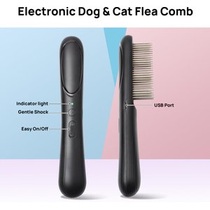 Pawshelf USB Rechargeable Electrostatic Flea Removal Comb-Microcurrent Technology for Cats, Black, Small