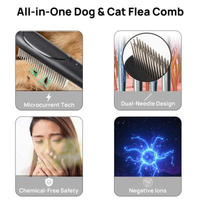 Show full view: Pawshelf USB Rechargeable Electrostatic Flea Removal Comb-Microcurrent Technology for Cats, Black, Small slide 4 of 10
