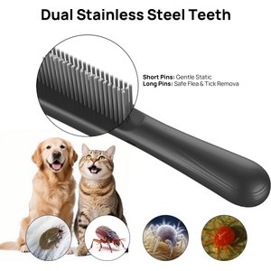 Pawshelf USB Rechargeable Electrostatic Flea Removal Comb-Microcurrent Technology for Cats, Black, Small
