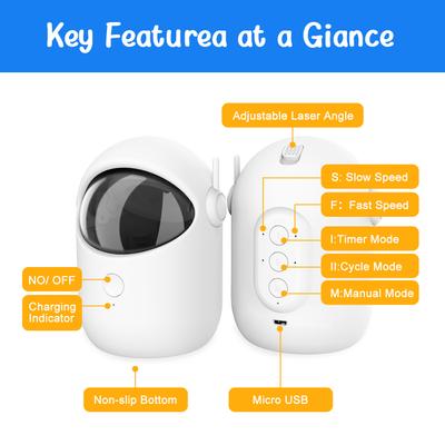 Show full view: Luckylala Automatic Rechargeable Interactive Alien Laser Cat Toy with 3 Speed Modes, White slide 8 of 9