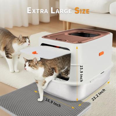 Show full view: allforpaws Go Fresh Top & Front Entry Stainless Steel Hooded Cat Litter Box, Sand slide 8 of 9