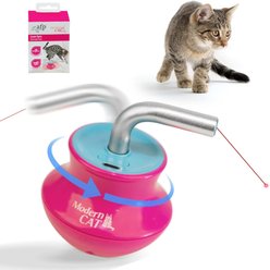 allforpaws Modern Cat Laser Gyro Cat Toy, Rose Red