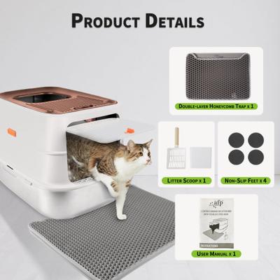 Show full view: allforpaws Go Fresh Top & Front Entry Stainless Steel Hooded Cat Litter Box, Sand slide 4 of 9
