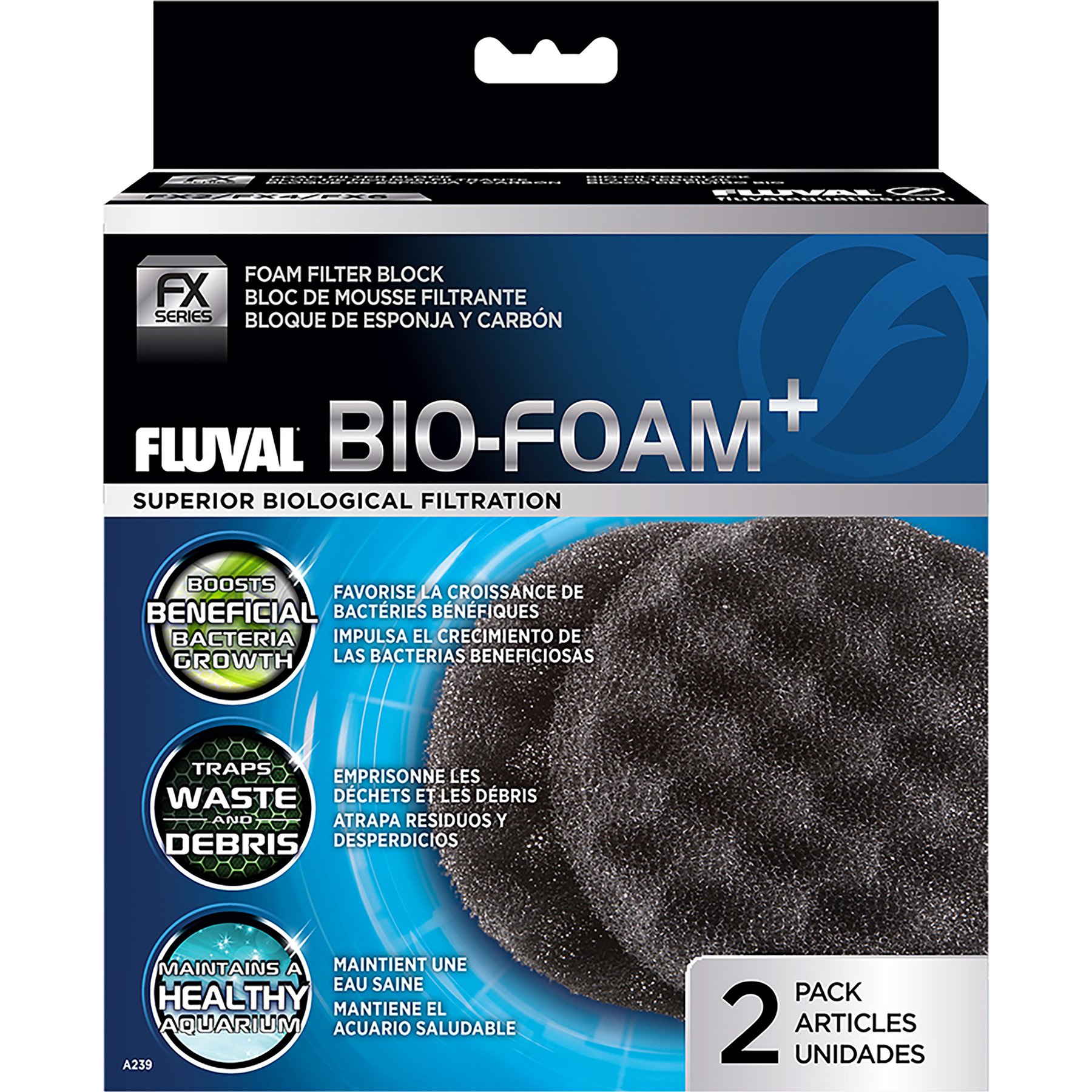 Fluval FX2/FX4/FX5/FX6 Canister Filter Bio-Foam+ Fish Filter Catridge, 2 count