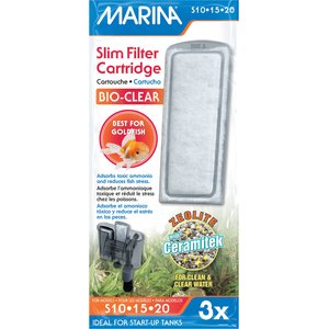 Marina Slim Filter Bio Clear Ceramic Replacement Fish Filter Cartridge, 3 count