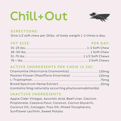 Show full view: Super Snouts Chill + Out Calming Broad Spectrum Hemp Extract Soft Chews Supplement for Dogs & Cats, 30 count slide 9 of 11