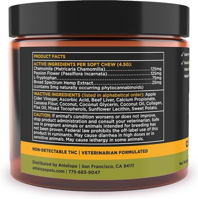 Show full view: Super Snouts Chill + Out Calming Broad Spectrum Hemp Extract Soft Chews Supplement for Dogs & Cats, 60 count slide 4 of 11