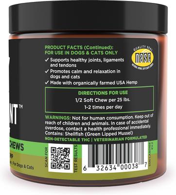 Show full view: Super Snouts Hemp + Joint Mobility Broad Spectrum Hemp Extract Soft Chews Supplement for Dogs & Cats, 30 count slide 3 of 11