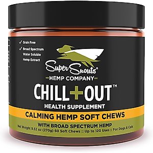 Super Snouts Chill + Out Calming Broad Spectrum Hemp Extract Soft Chews Supplement for Dogs & Cats, 60 count