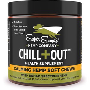 Super Snouts Chill + Out Calming Broad Spectrum Hemp Extract Soft Chews Supplement for Dogs & Cats, 30 count
