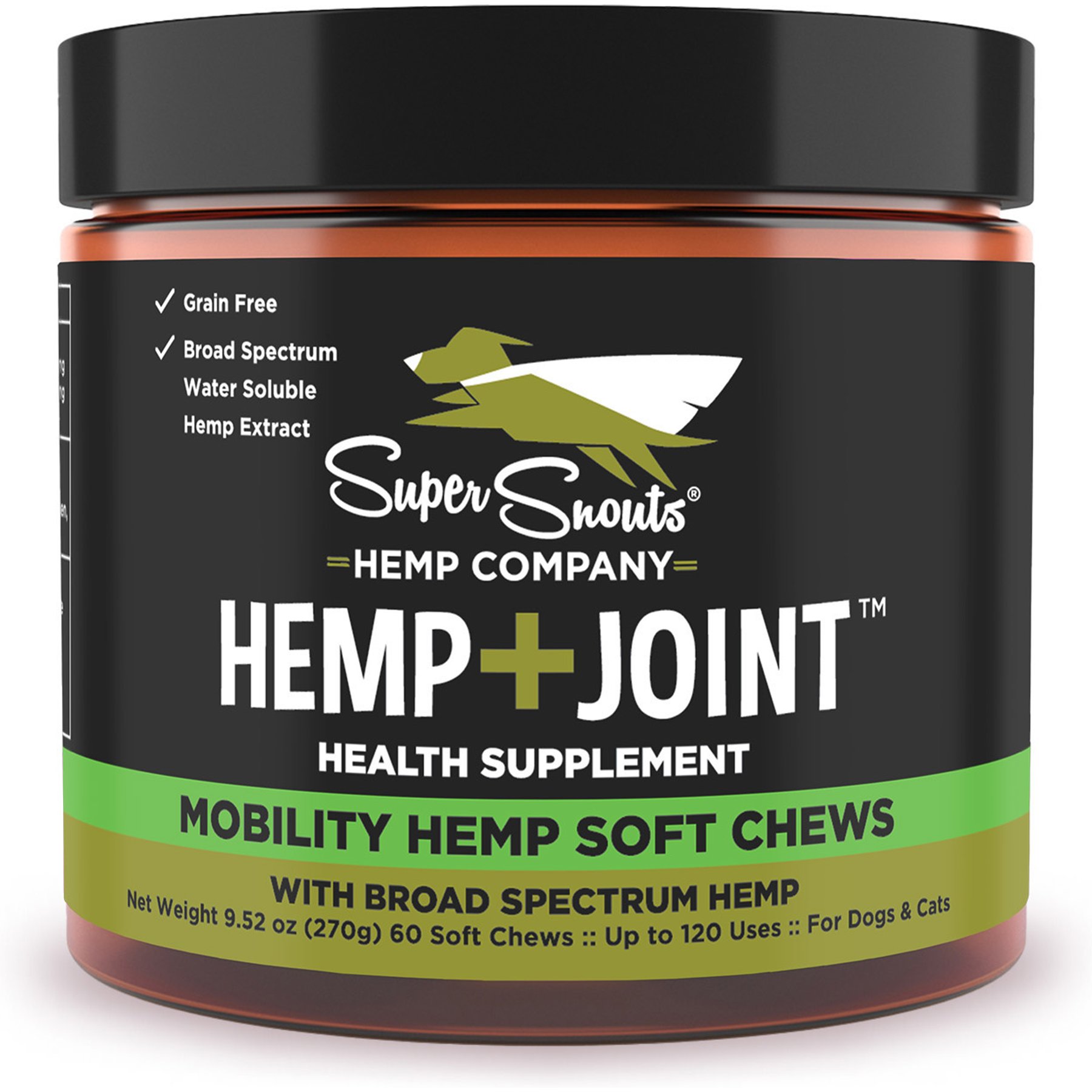 Super Snouts Hemp + Joint Mobility Broad Spectrum Hemp Extract Soft Chews Supplement for Dogs & Cats, 60 count