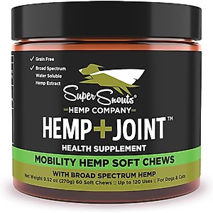 Super Snouts Hemp + Joint Mobility Broad Spectrum Hemp Extract Soft Chews Supplement for Dogs & Cats, 60 count