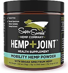 Super Snouts Hemp + Joint Mobility Broad Spectrum Hemp Extract Powder Supplement for Dogs & Cats, 2.64-oz jar