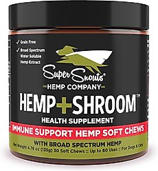 Super Snouts Hemp + Shroom Immunity Soft Chews Broad Spectrum Hemp Extract Supplement for Dogs & Cats, 30 count