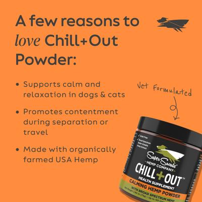 Show full view: Super Snouts Chill + Out Calming Broad Spectrum Hemp Extract Powder Supplement for Dogs & Cats, 2.64-oz jar slide 5 of 10