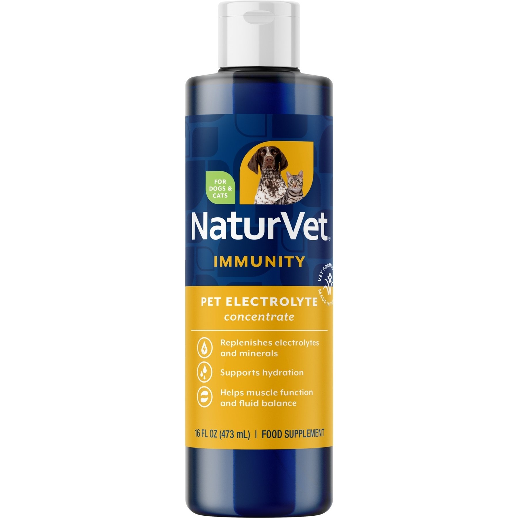 NaturVet Pet Electrolytes Dog & Cat Liquid Supplement, 16-oz