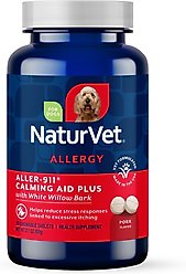 NaturVet Aller-911 Plus White Willow Bark Chewable Tablets Calming Supplement for Dogs, 30 count