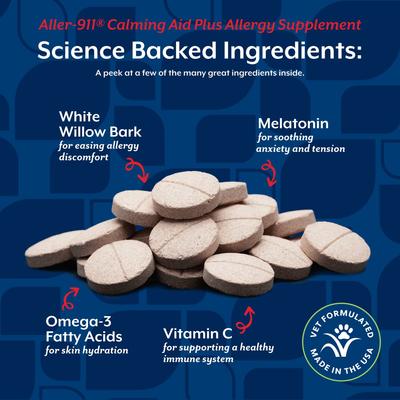 Show full view: NaturVet Aller-911 Plus White Willow Bark Chewable Tablets Calming Supplement for Dogs, 30 count slide 5 of 8