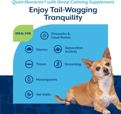 Show full view: NaturVet Quiet Moments with Hemp Seed Calming Supplements for Dogs, 180 count slide 4 of 8