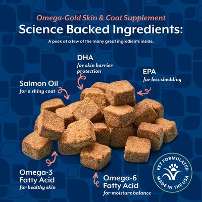 Show full view: NaturVet Omega-Gold Bacon & Chicken Flavor Skin & Coat Support Supplement for Dogs & Cats, 90 count slide 5 of 8