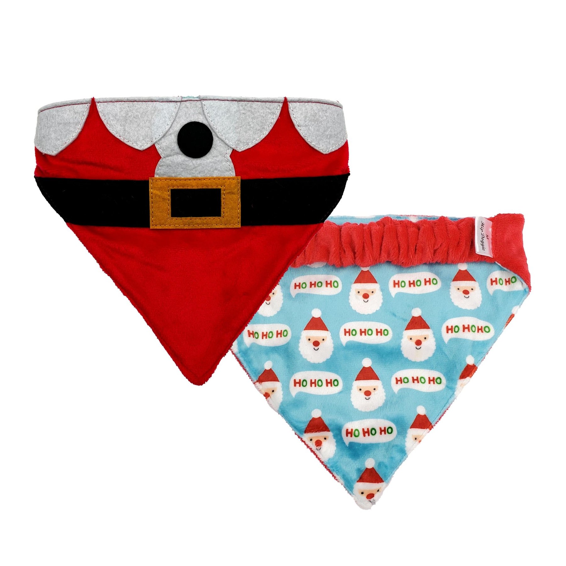 Hip Doggie Christmas Santa Reversible Dog Bandana, Red, Large