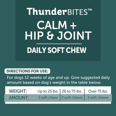 Show full view: ThunderBites Calm+ Chicken Flavored Chew Hip & Joint Supplement for Dogs, 90 count slide 6 of 9