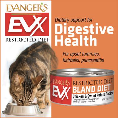 Show full view: Evanger's EVX Restricted Diet Bland Diet Chicken & Sweet Potato Pate Wet Cat Food, 5.5-oz can, case of 24 slide 3 of 7