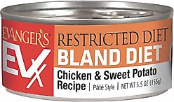 Evanger's EVX Restricted Diet Bland Diet Chicken & Sweet Potato Pate Wet Cat Food, 5.5-oz can, case of 24
