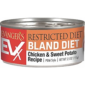 Evanger's EVX Restricted Diet Bland Diet Chicken & Sweet Potato Pate Wet Cat Food, 5.5-oz can, case of 24