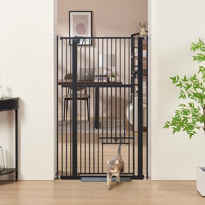 Show full view: Unipaws 56-in Tall Dog & Cat Gate with Small Hole & Extension Kit, Black, Small: 31 - 37.4 inch width slide 3 of 9