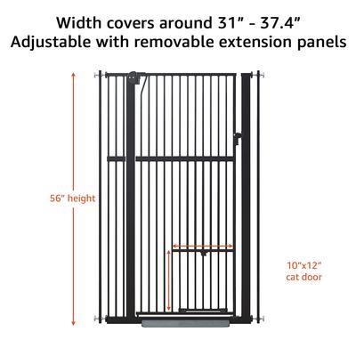 Show full view: Unipaws 56-in Tall Dog & Cat Gate with Small Hole & Extension Kit, Black, Small: 31 - 37.4 inch width slide 5 of 9