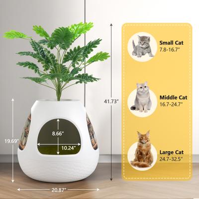 Show full view: Coziwow Copod8 3-in-1 Hidden Cat Cave Condo with Plant & Scratchers, Medium, White slide 6 of 7