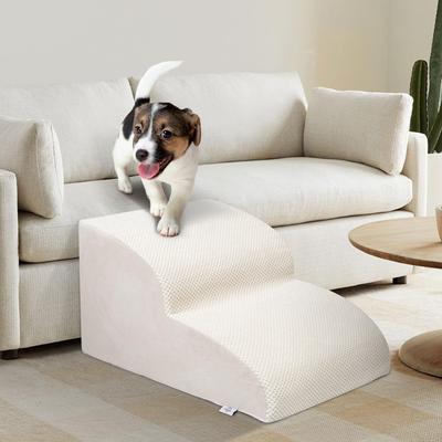 Show full view: Niubya Extra Wide Foam Non-Slip Dog Ramp, White, 2 Steps slide 6 of 7