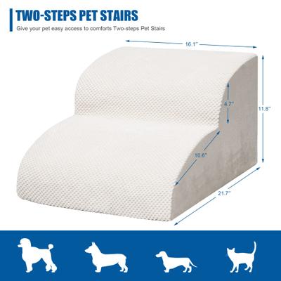 Show full view: Niubya Extra Wide Foam Non-Slip Dog Ramp, White, 2 Steps slide 2 of 7