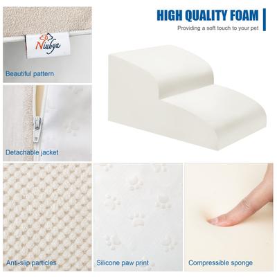 Show full view: Niubya Extra Wide Foam Non-Slip Dog Ramp, White, 2 Steps slide 3 of 7