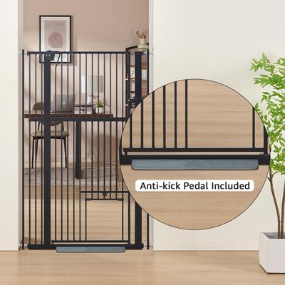 Show full view: Unipaws 56-in Tall Dog & Cat Gate with Small Hole & Extension Kit, Black, Small: 31 - 37.4 inch width slide 7 of 9