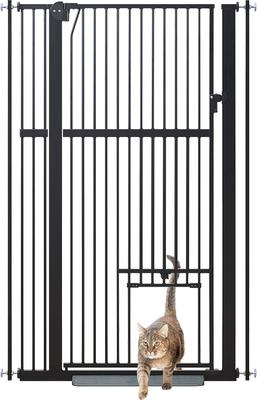 Show full view: Unipaws 56-in Tall Dog & Cat Gate with Small Hole & Extension Kit, Black, Small: 31 - 37.4 inch width slide 8 of 9